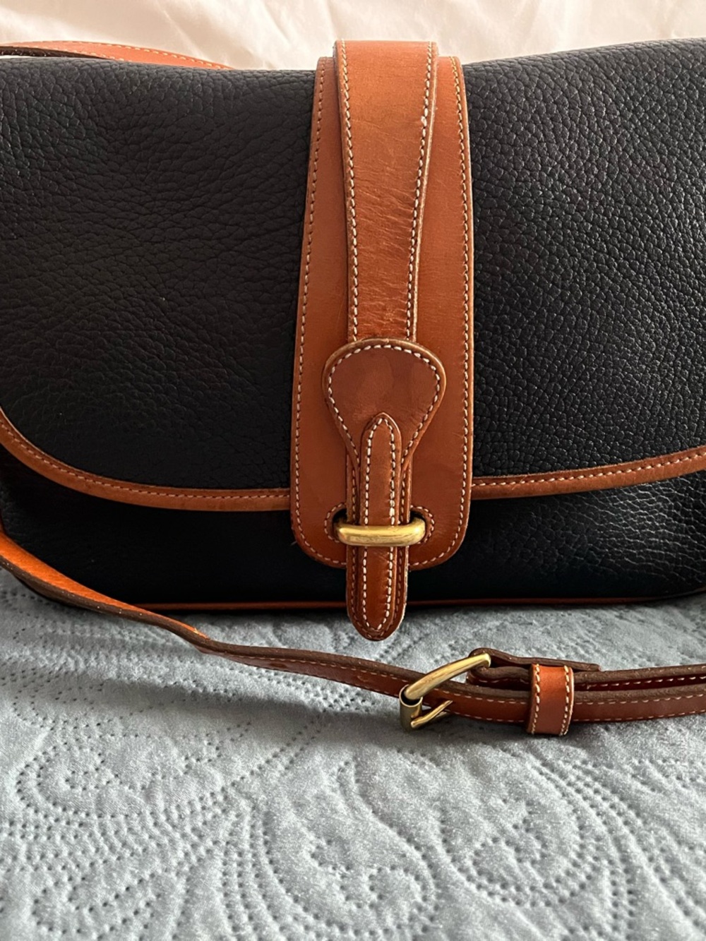 Vintage Dooney & Bourke Equestrian All Weather Leather Crossbody Bag